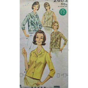1965 Butterick Misses' Blouse Pattern Size 10 Uncut #2683 Vintage